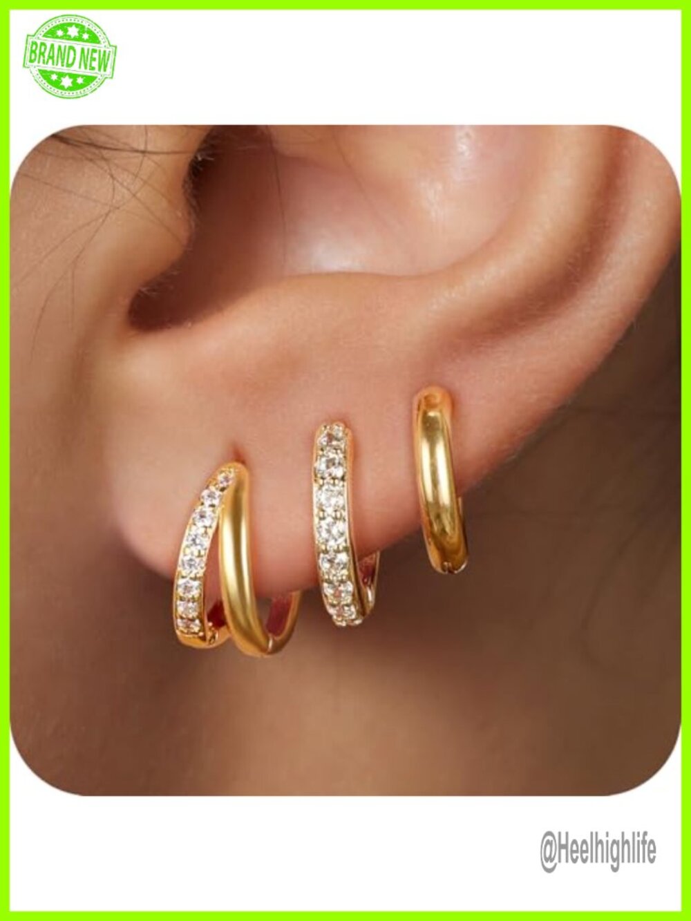 Small Gold Huggie Hoop Earrings Set for Women Hypoallergenic 14K Gold Plated
